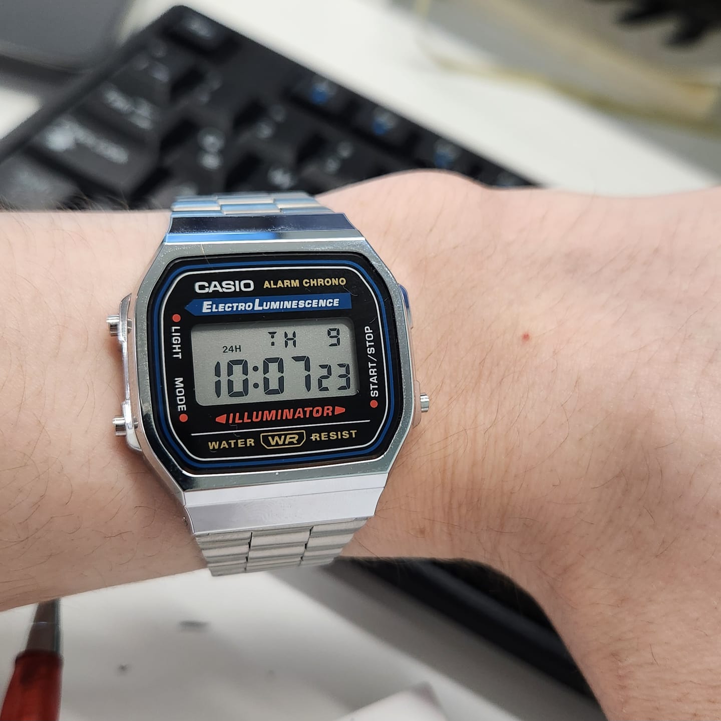 Customer photo review of Reloj Casio Vintage A168WA-1WDF Electroluminescence Plateado
