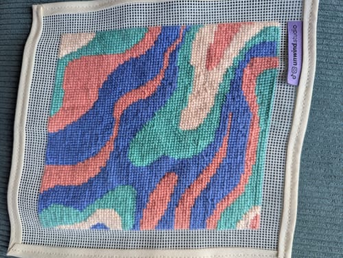 Customer photo review of Pastel Waves Sunglasses Case Needlepoint Embroidery Kit