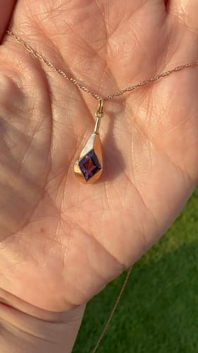 Customer photo review of Antique 14k Rosy Yellow Gold 1ct Amethyst Geometric Drop Charm / Pendant