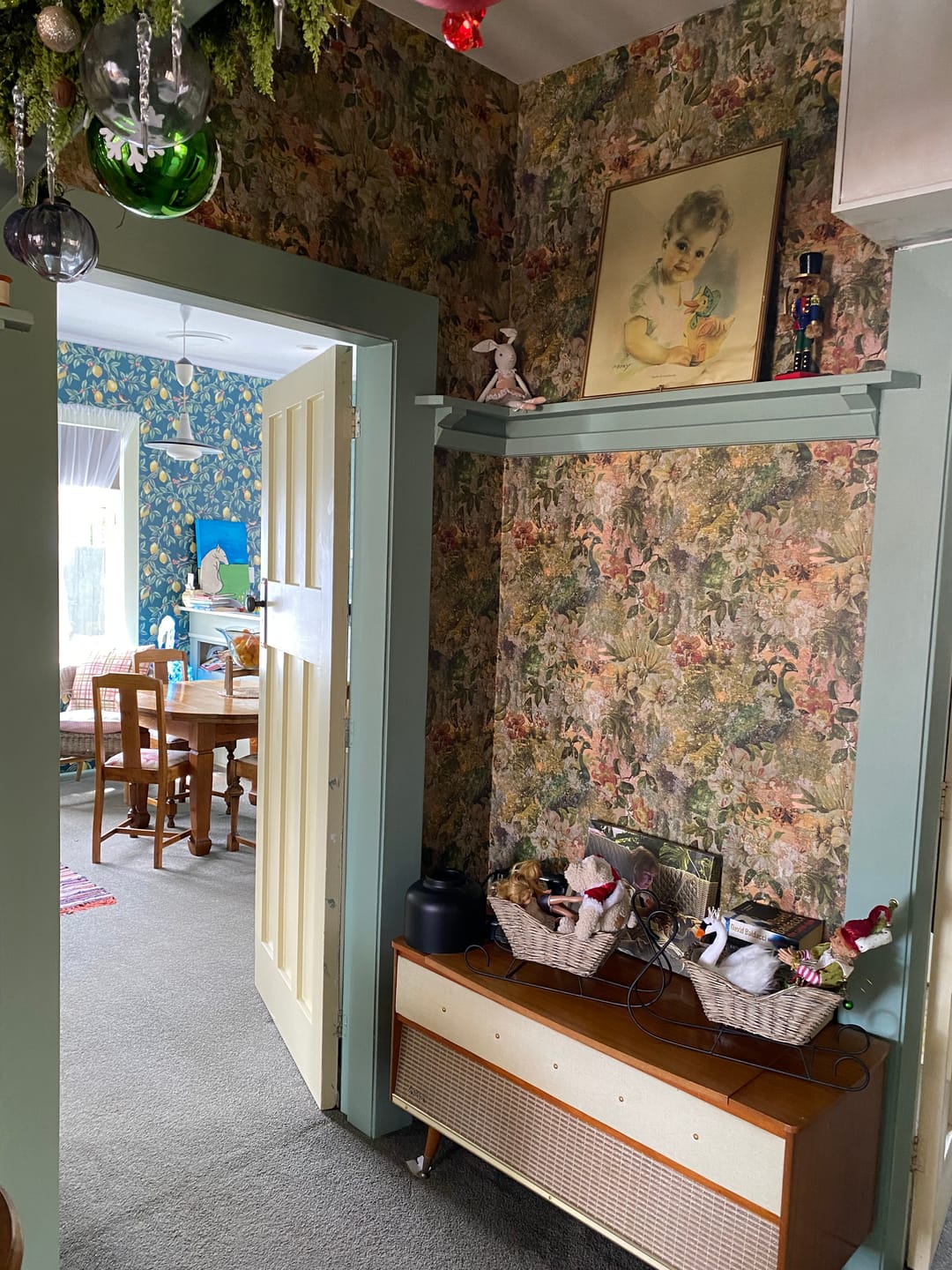 Customer photo review of Thalia - Peacock Distressed Concrete Wallpaper - Multi