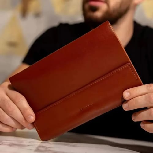 Customer photo review of Soft Leather Journal – Stylish and Uniquely Bound Notebook