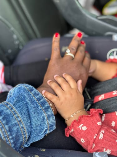 Customer photo review of Mommy & Me Golden Love Bracelet - 14K Gold Filled