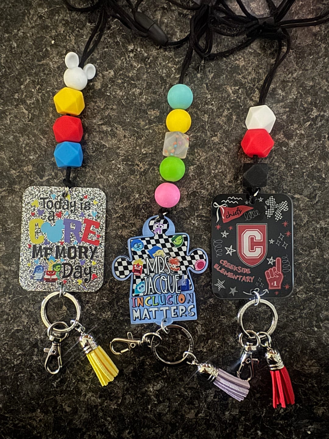 Customer photo review of Bright Doodle Printed Shape Acrylic Lanyard