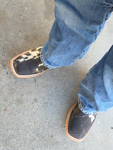 Customer photo review of Brown Cowhide Leather Boots - Square Toe
