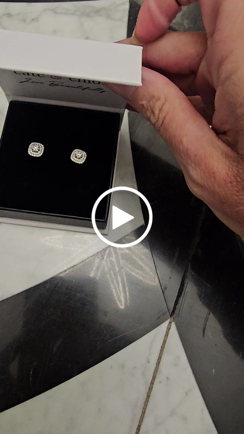 Customer video review of Moissanite by Cate & Chloe Lucy 18k Gold Plated 925 Sterling Silver Stud Earrings 1.0tcw