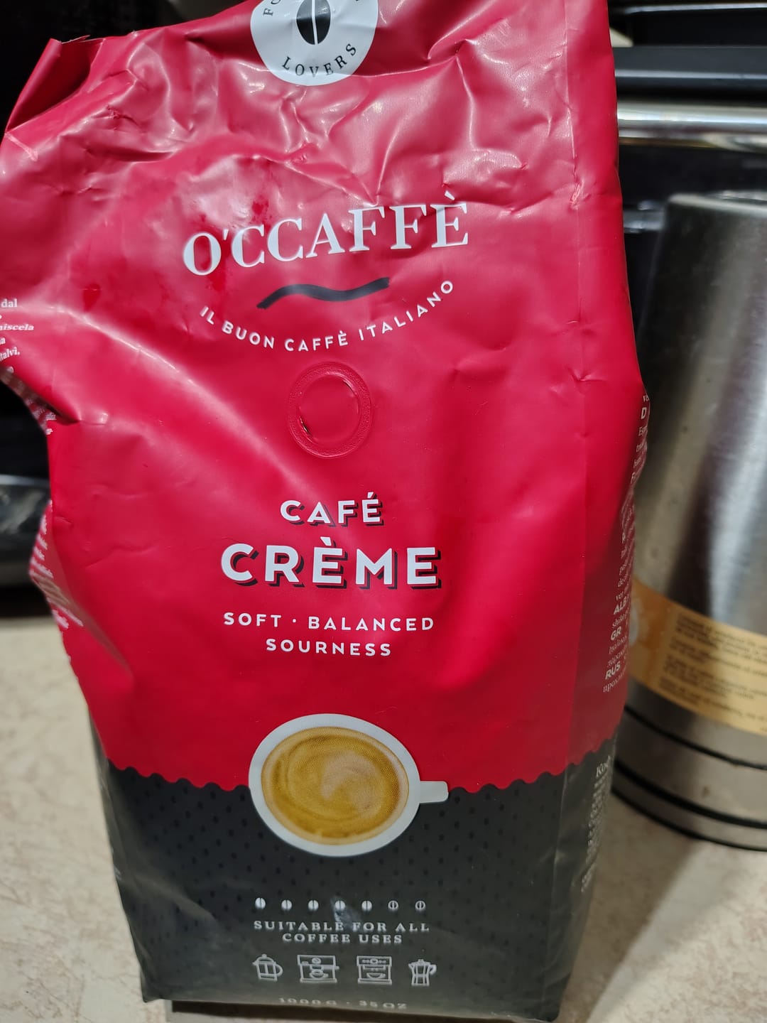 Customer photo review of Occaffe Grano Espresso Creme Rojo 1kg