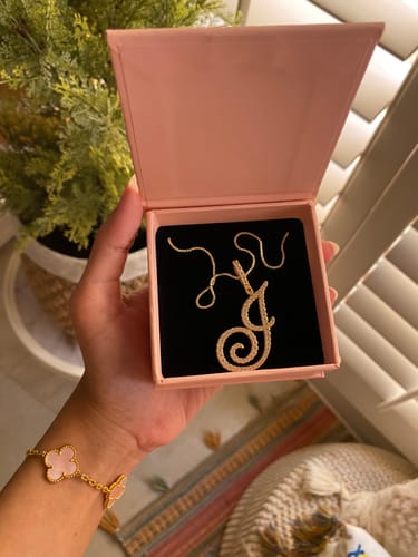 Customer photo review of Custom Script initial necklace