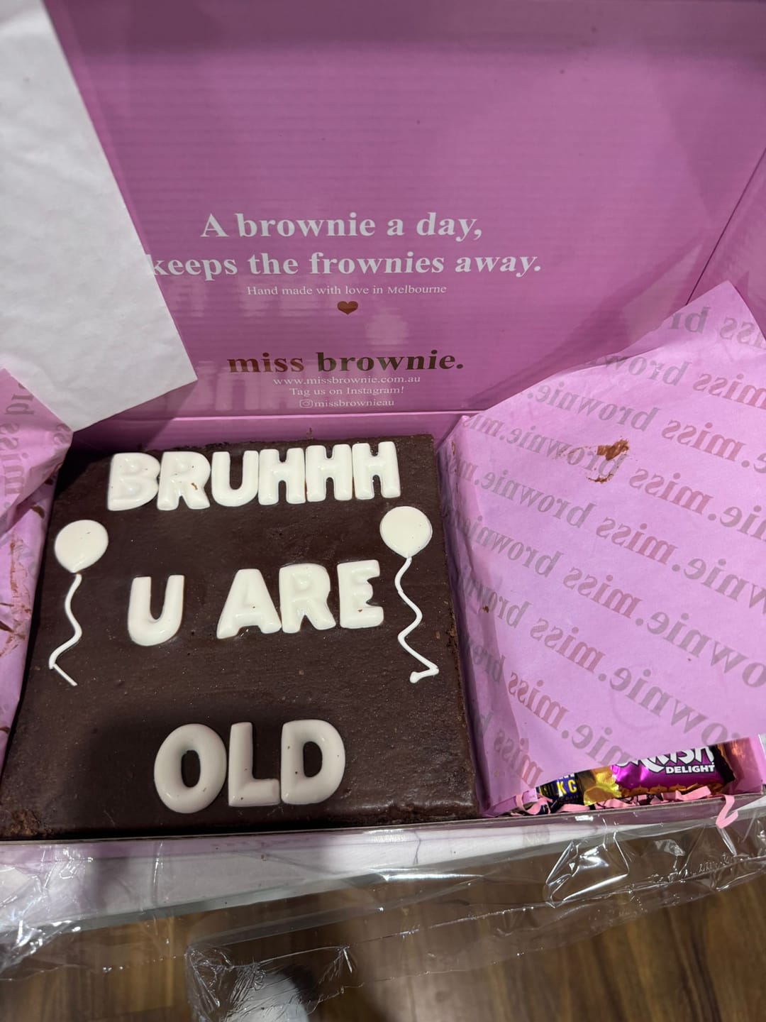 Customer photo review of Mini Custom Birthday Brownie