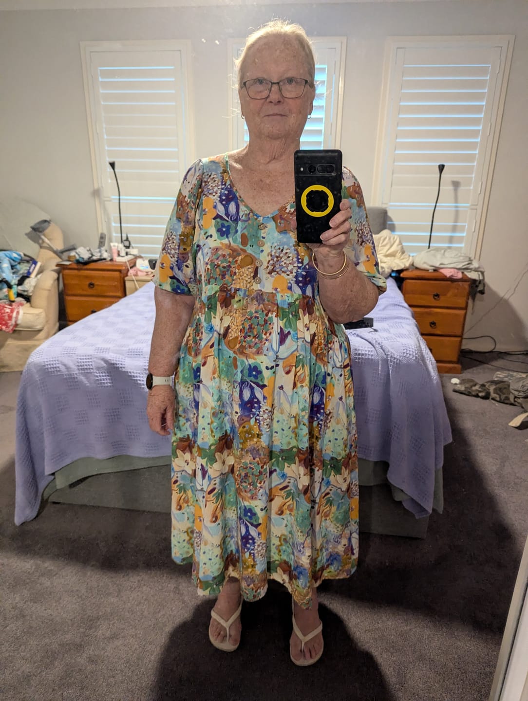 Customer photo review of Zandra Dress in Green Multi