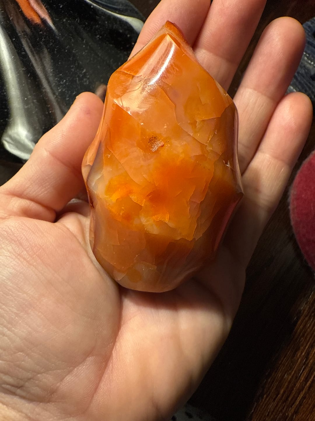 Customer photo review of Carnelian Flame Crystal Point