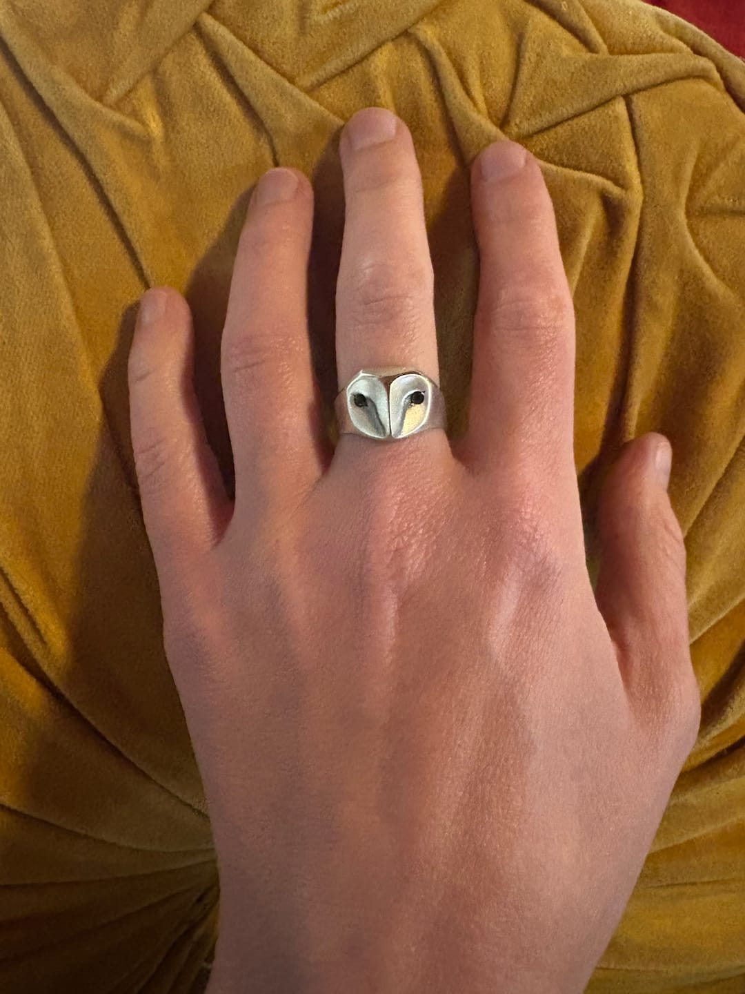 Customer photo review of Black Diamond Owl Ring