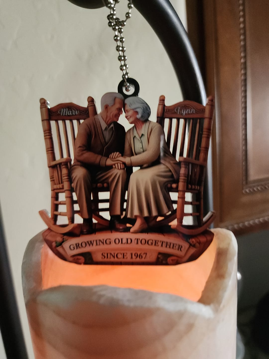 Customer photo review of Old Couple Sitting On Rocking Chairs Together Personalized Christmas Acrylic Ornament