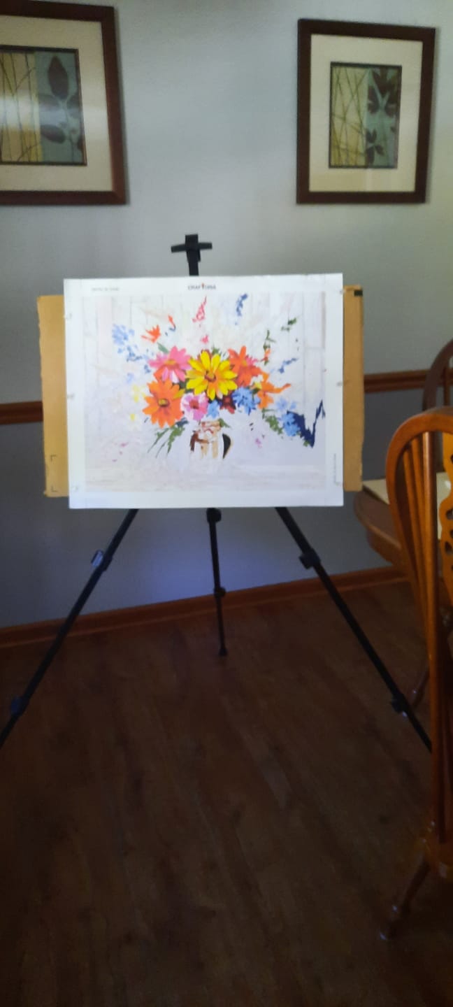 Customer photo review of Adjustable Artist Easel