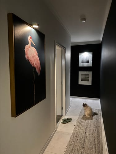 Customer photo review of Pink Crane on Blue Print