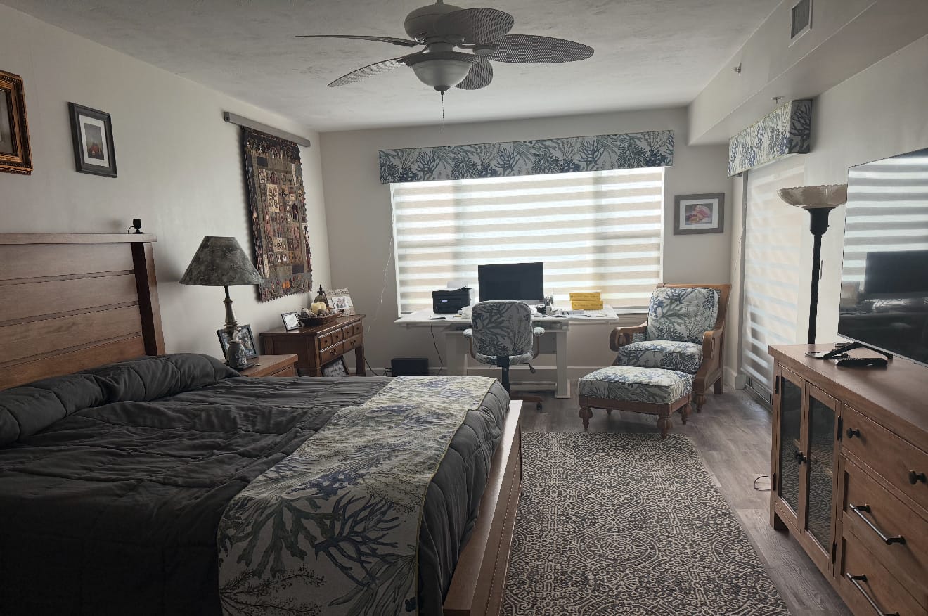 Customer photo review of SmartWings Motorized Zebra Shades 60% Blackout Translucent 75mm Eloise