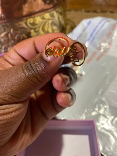 Customer photo review of Gold Era Logo Studs