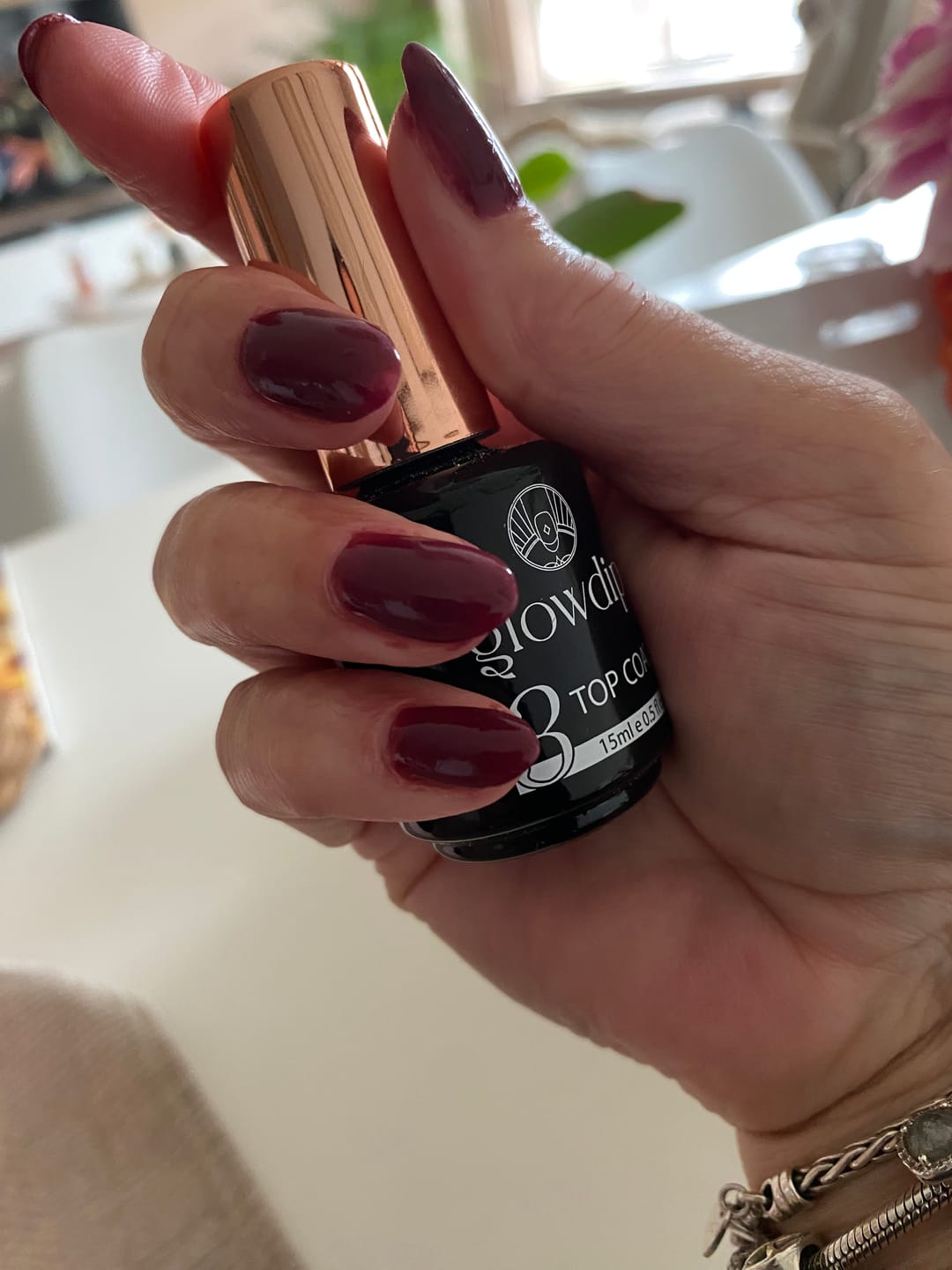 Customer photo review of Dark Reddish Purple Dipping Powder