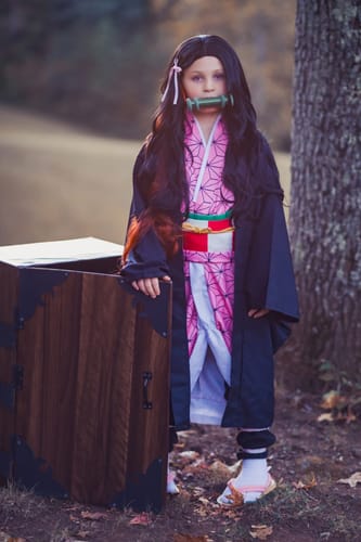 Customer photo review of Demon Slayer Nezuko Pink Kimono Robe Cosplay & Halloween Costume