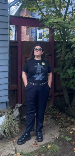 Customer photo review of Universal Monsters: Frankenstein Souvenir Knit Top in Black (unisex)