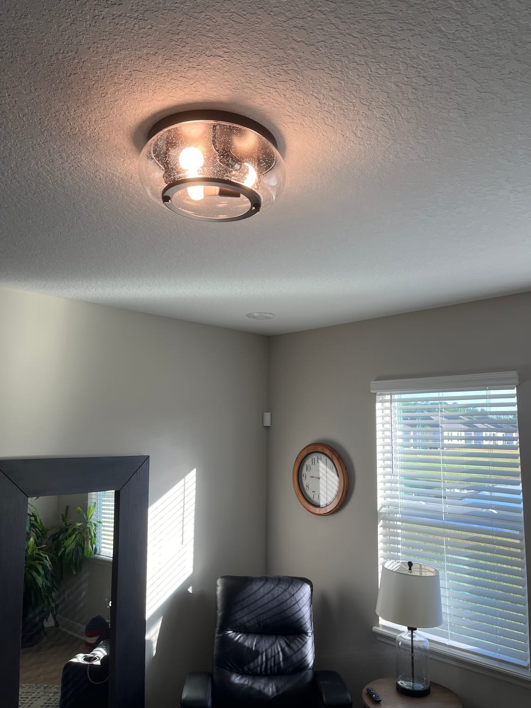 Customer photo review of Modern Farmhouse Seeded Glass Round Ceiling Light