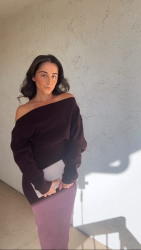 Customer photo review of Knit Off-Shoulder Sweater Maxi Dress