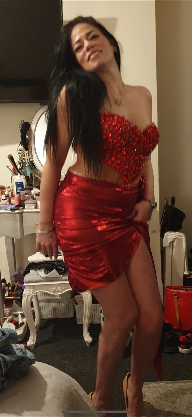 Customer photo review of MARIA Red Corset Two Piece Set