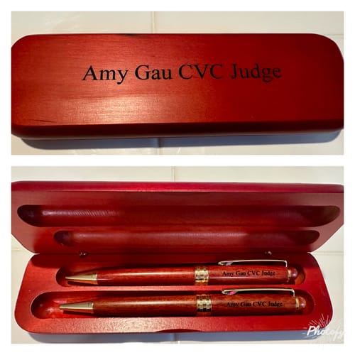 Customer photo review of Dayspring Pens Rosewood Ballpoint Pen and Case