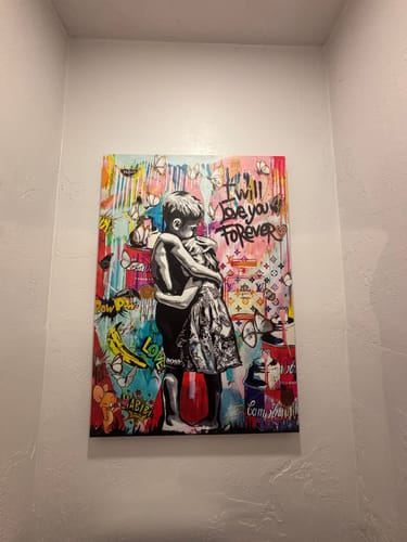Customer photo review of BANKSY I WILL LOVE YOU FOREVER CANVAS