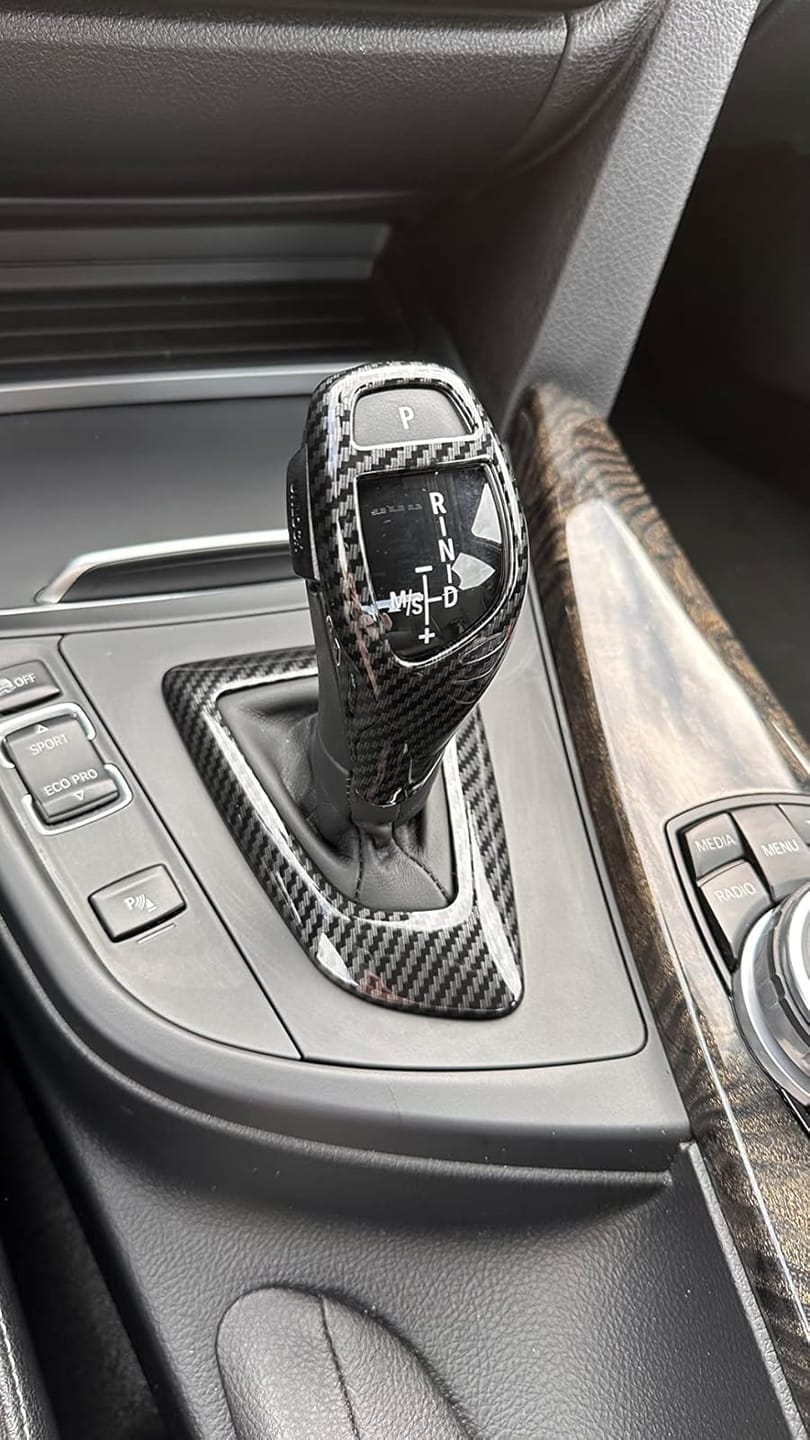 Customer photo review of Gear Shift Frame Trim Cover Compatible with BMW 3 Series F30 F31 F34 & 4 Series F32 F33 F36, 1 Series F20 F21 & 2 Series F22 F23 – Carbon Fiber Style Molded Interior Trim | SPCRSO
