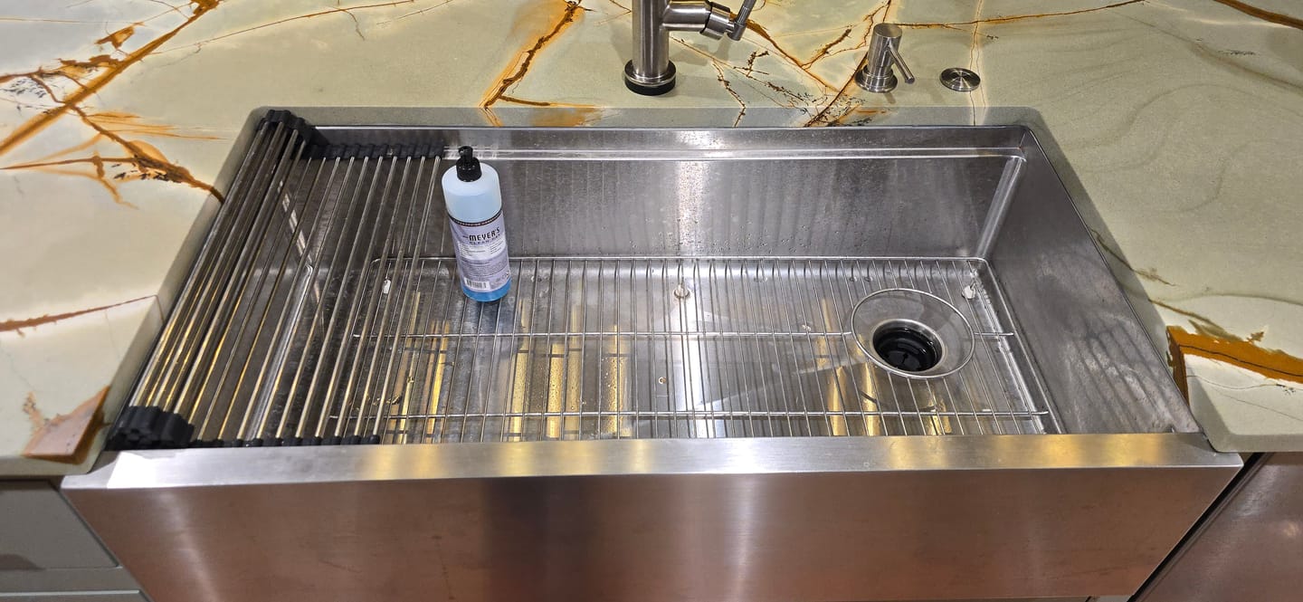 Customer photo review of 18" Stainless Steel Roll Mat (LRM-18) - Workstation Sink Accessory