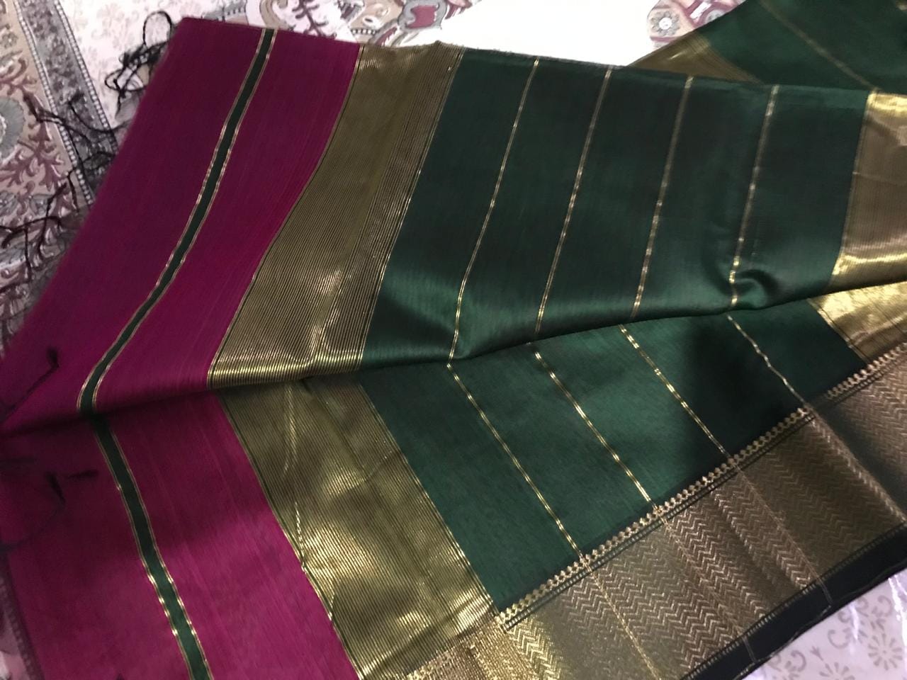 Customer photo review of Parampara ~ Handloom Cotton Silk Saree with Golden Border in Exclusive Rose Pink