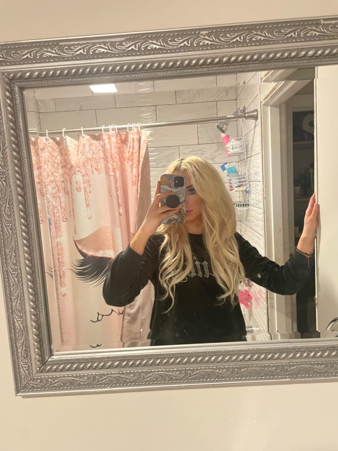 Customer photo review of Seamless Tape in Hair Extensions Best Virgin Hair Lightest Blonde #60