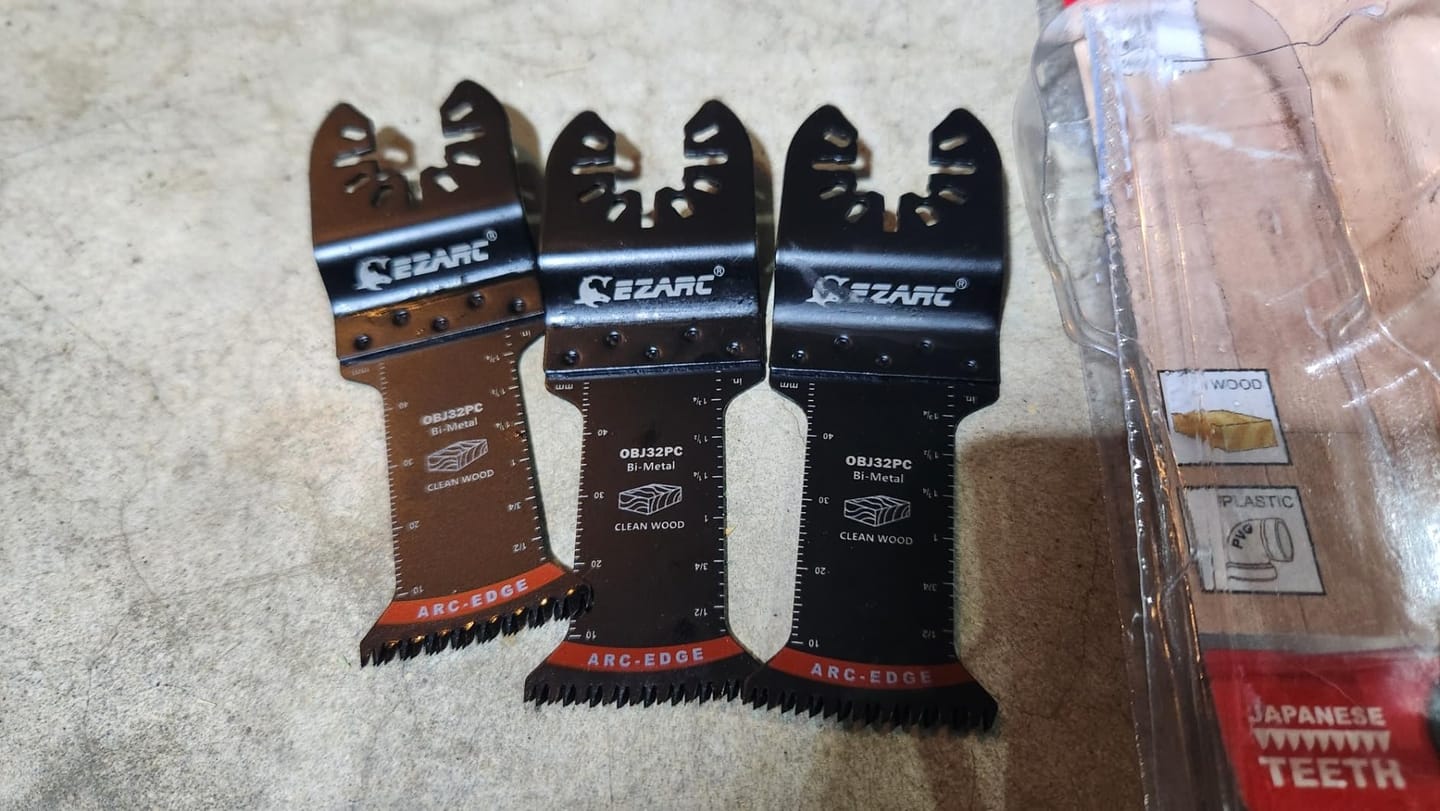 Customer photo review of Extra-Long Arc-Edge Bi-Metal Japanese Tooth Oscillating Multi Tool Blade for Clean Cuts in Hard Wood & Plastic