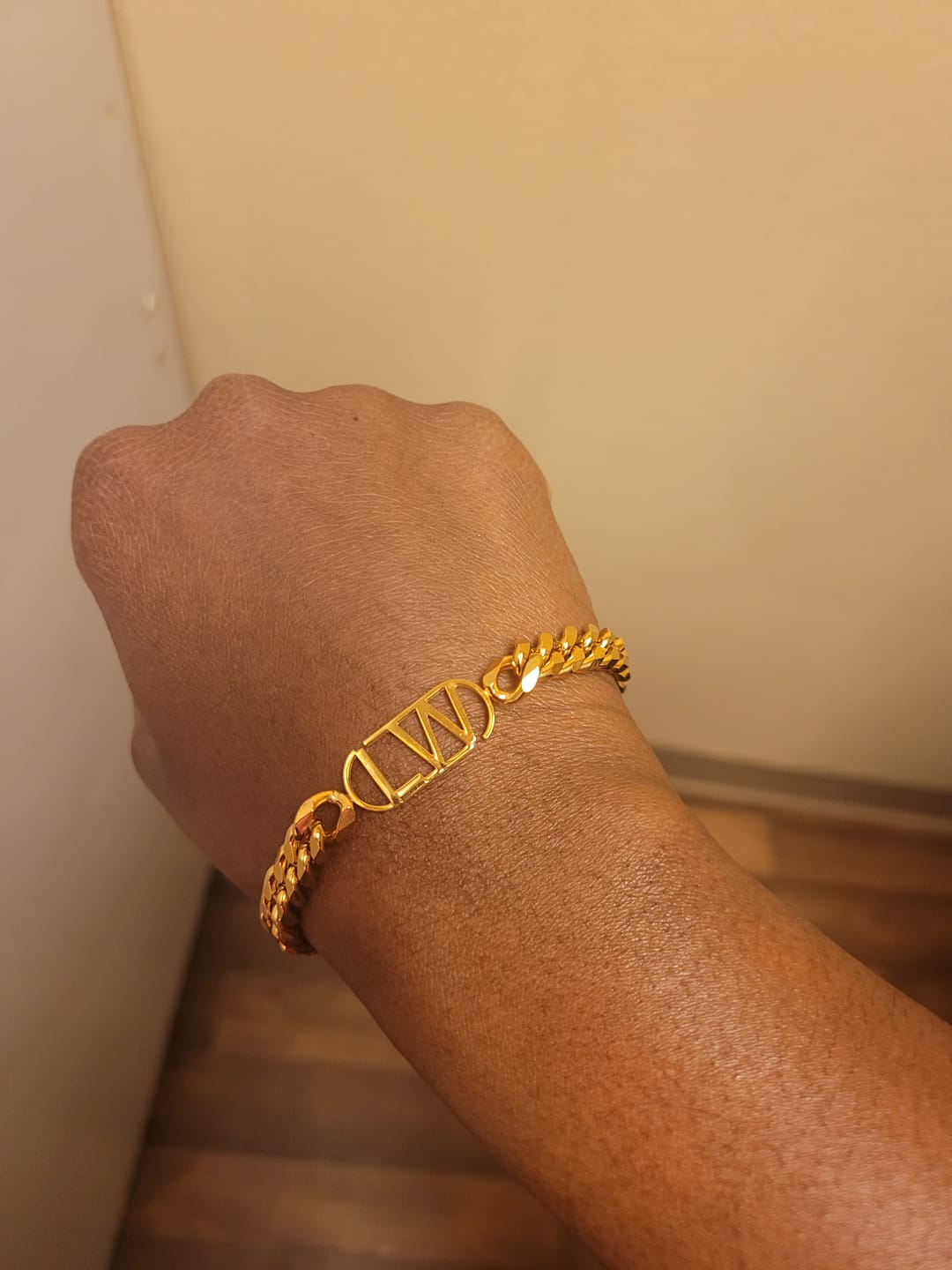 Customer photo review of Center Initials Bracelet w/ XL Cuban Chain