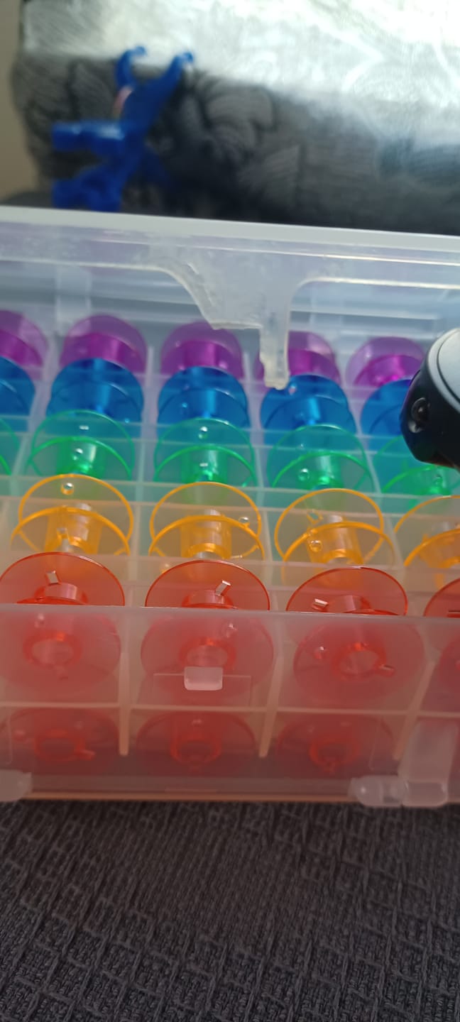 Customer photo review of Double Sided Bobbin Box with 50 Colored Bobbins