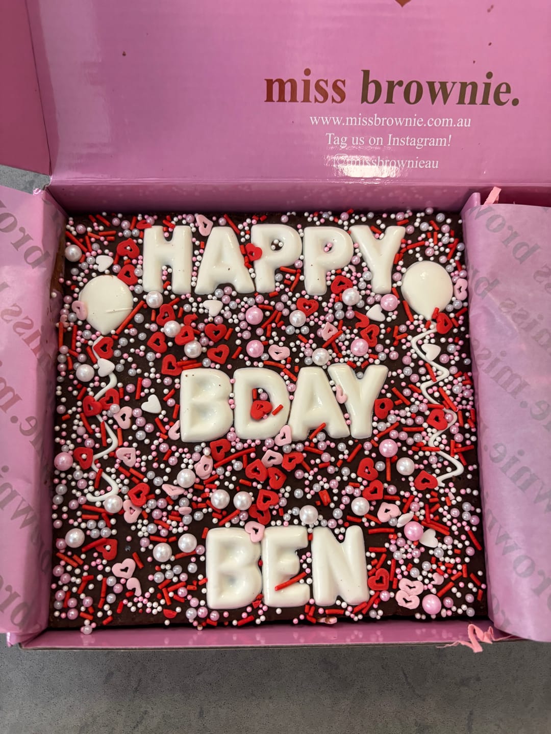 Customer photo review of Mini Custom Birthday Brownie