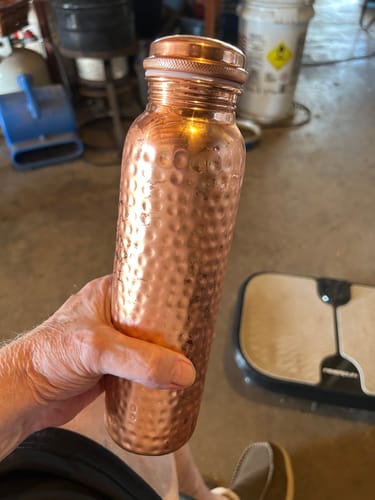 Customer photo review of Certified Ayurveda® Pure Copper Water Bottle - V2 Hand-Hammered Edition