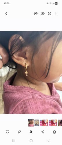 Customer photo review of Mini Plumeria + CZ Hoop Charm