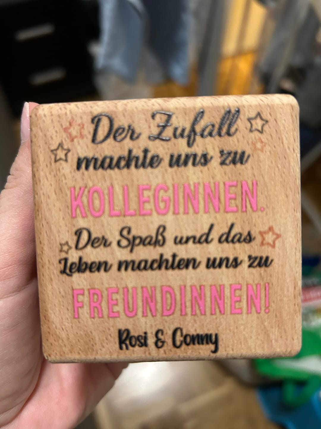 Customer photo review of Von der Kollegin zur Freundin - Personalisierter Kerzenwürfel