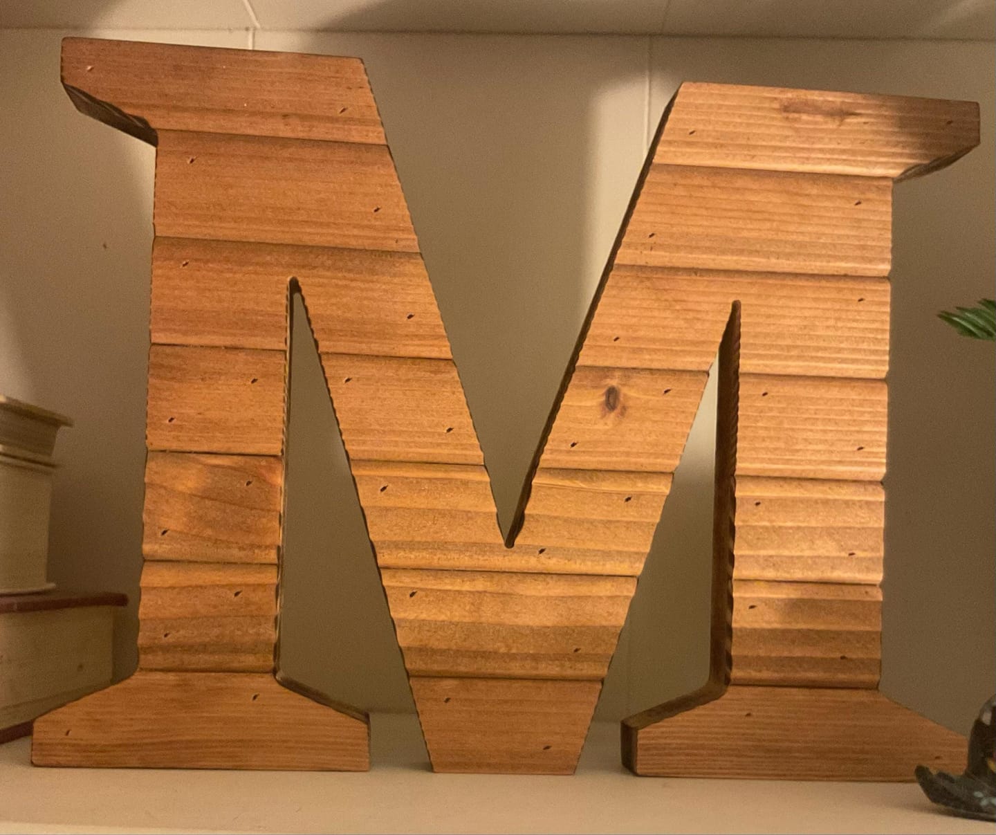 Customer photo review of Farmhouse Wood Slat Letters - Light Pine