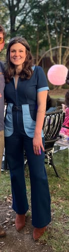 Customer photo review of The California Shake Jumpsuit in Denim