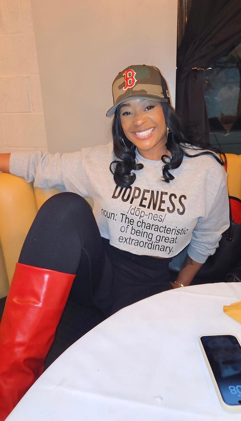 Customer photo review of Dopeness: Gray heather sweatshirt