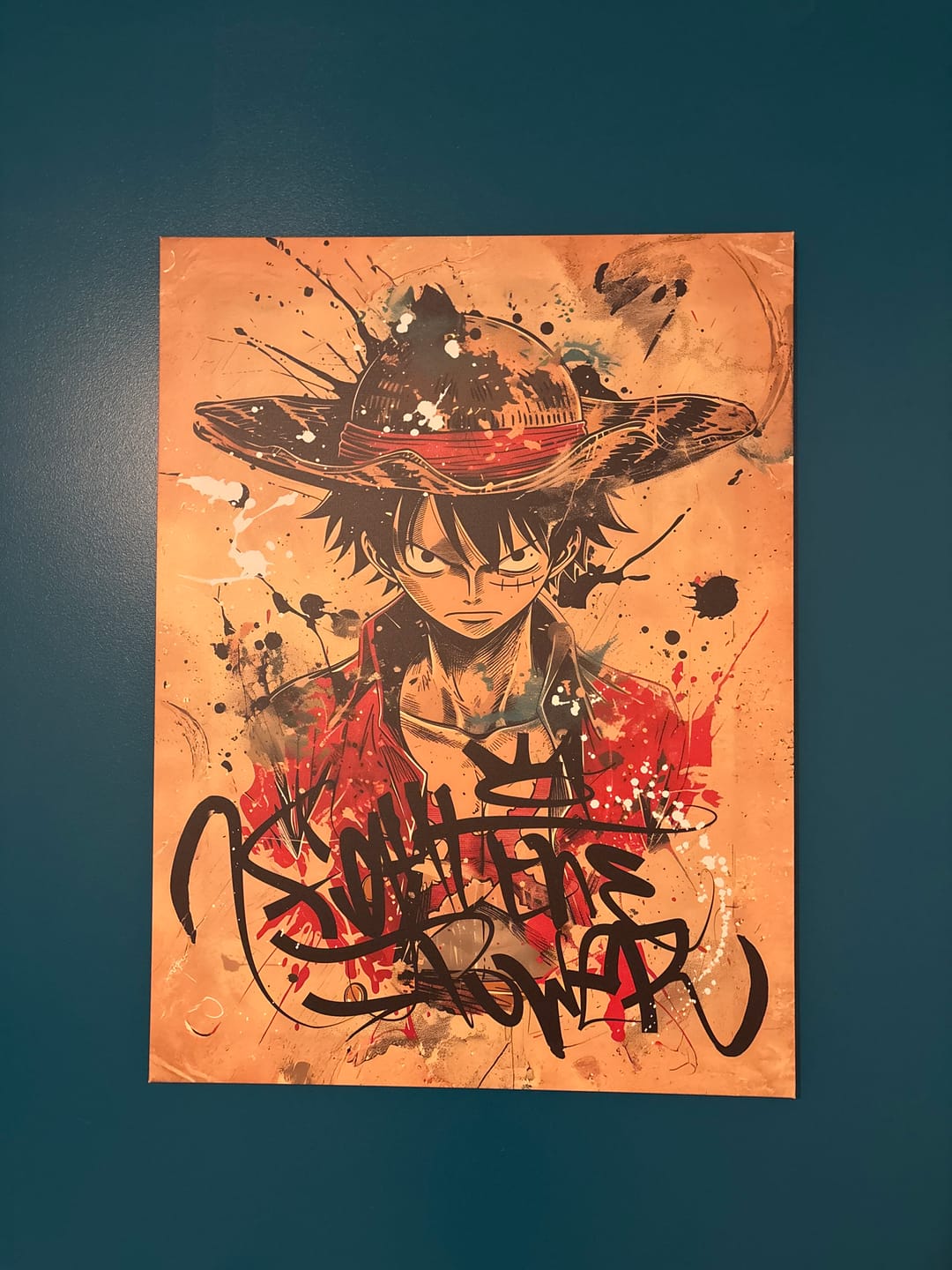 Customer photo review of Tableau One Piece - Luffy Rebelle Graffiti – Décoration Murale Intérieure