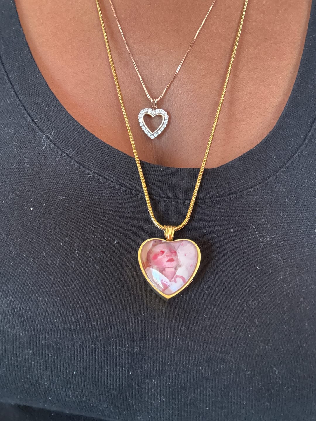Customer photo review of Personalized Heart Necklace Urns for Human Ashes