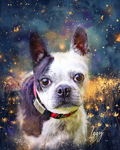 Customer photo review of The Celestial Style Watercolor Pet Canvas
