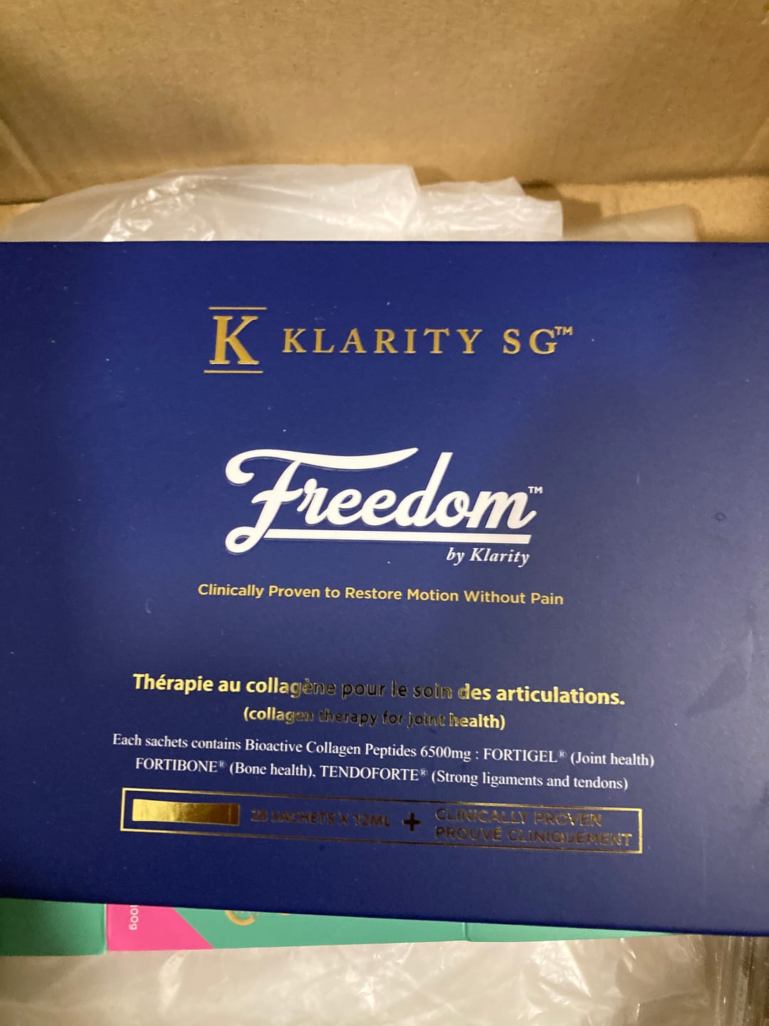 Customer photo review of Freedom by KlaritySGᵀᴹ - Medical Grade Bioactive Collagen Peptides to heal Joint pain