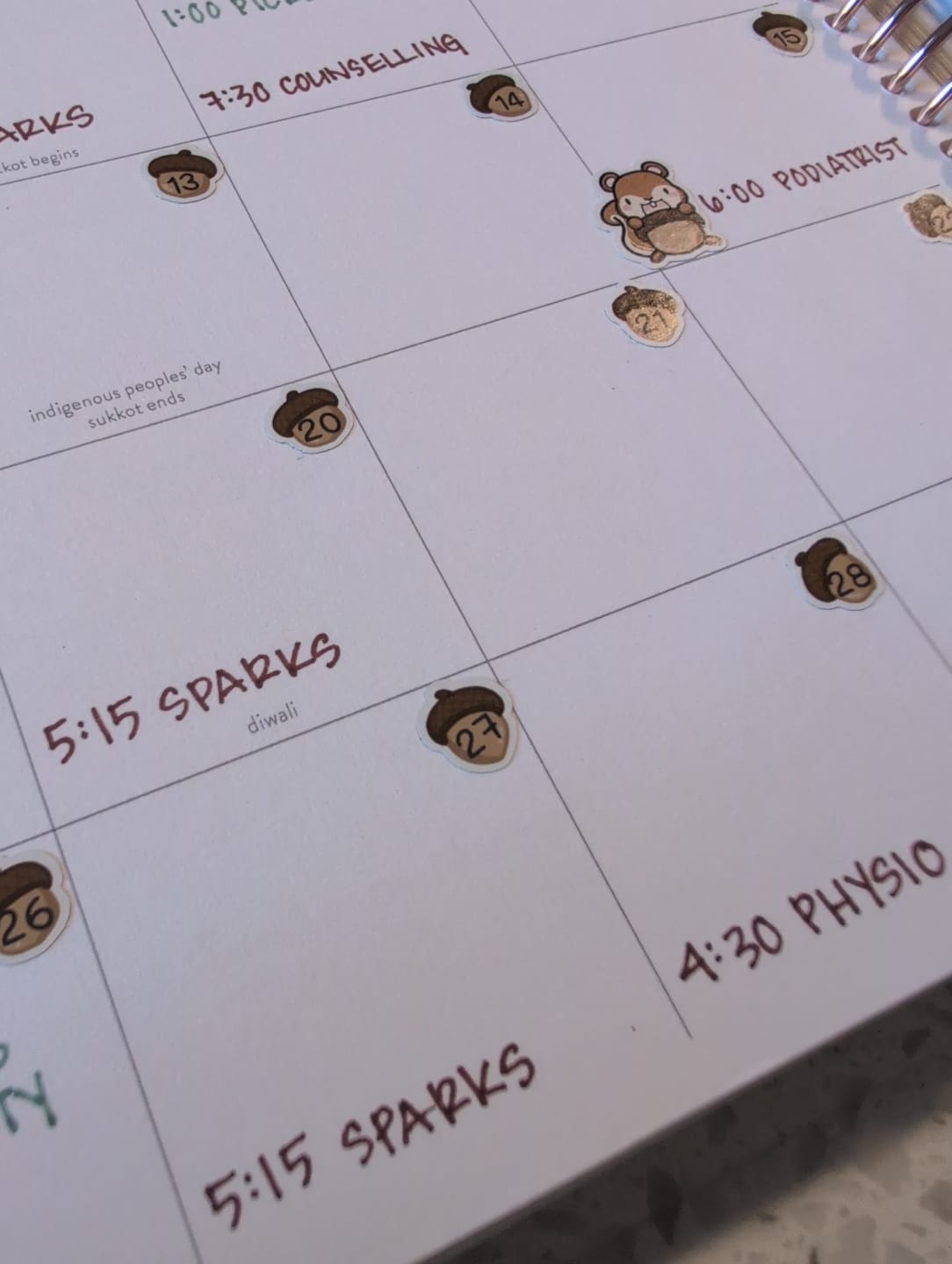 Customer photo review of Numbers - Squirrelly Acorn Planner Stickers
