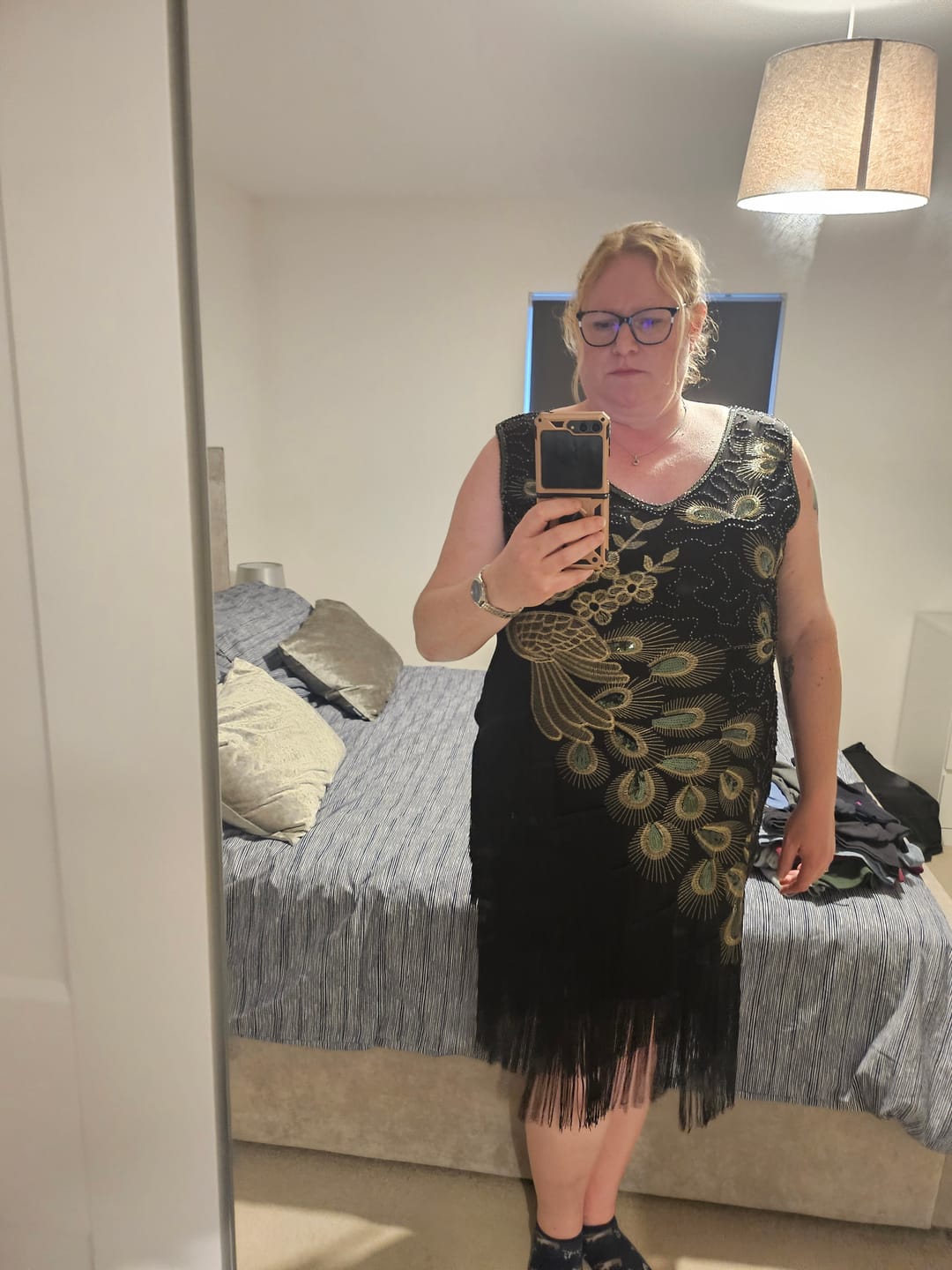 Customer photo review of Lena Plus Size 1920s Flapper Dress - Black