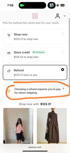 Customer photo review of Free Unlimited Return for Store Credit or Exchanges