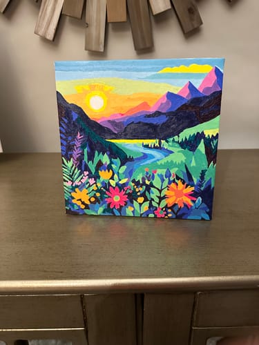 Customer photo review of Mini Paint by Number with Frame - Colorful Landscape